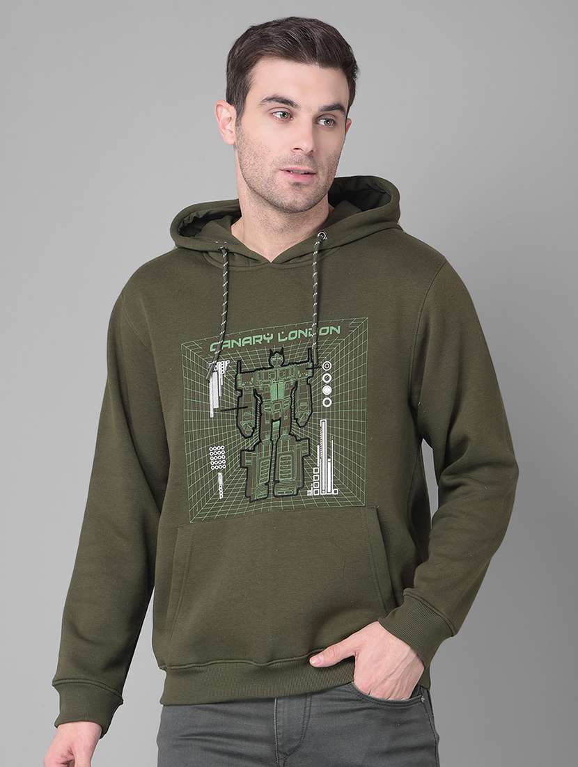 olive cotton blend chest print sweatshirt - 20727662 - Zoom Image - 0