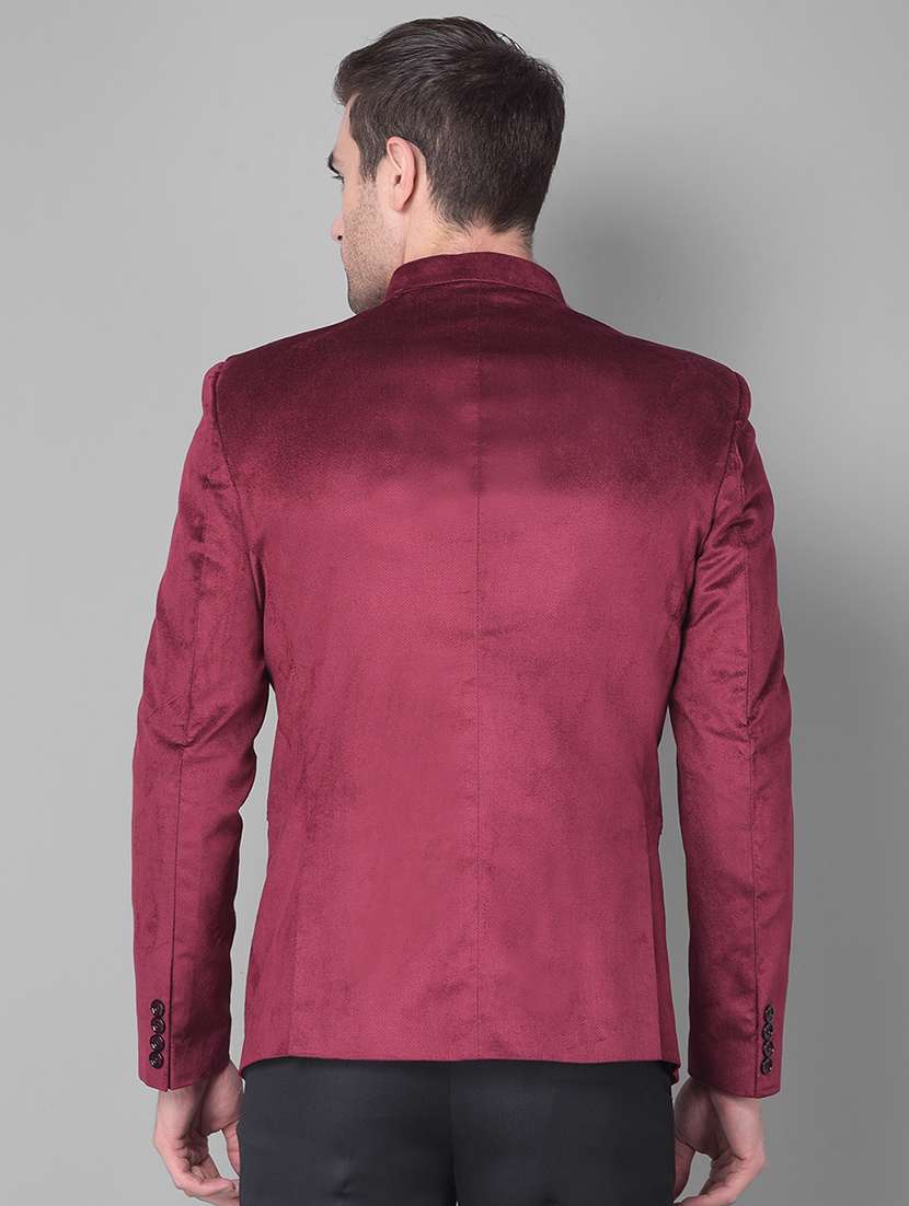 maroon velvet bandhgalas blazer - 20727666 - Standard Image - 2