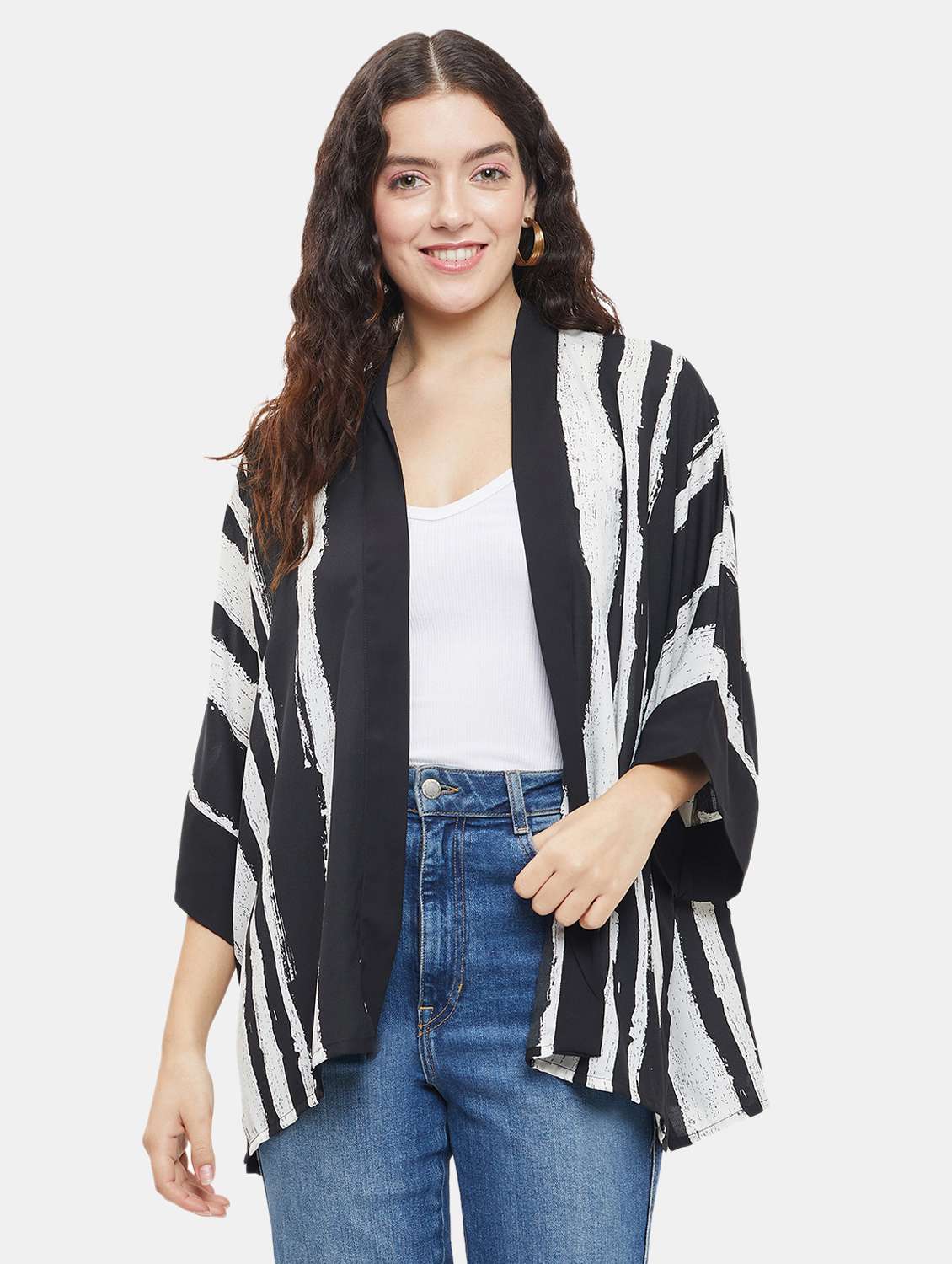 black striped regular shrug
