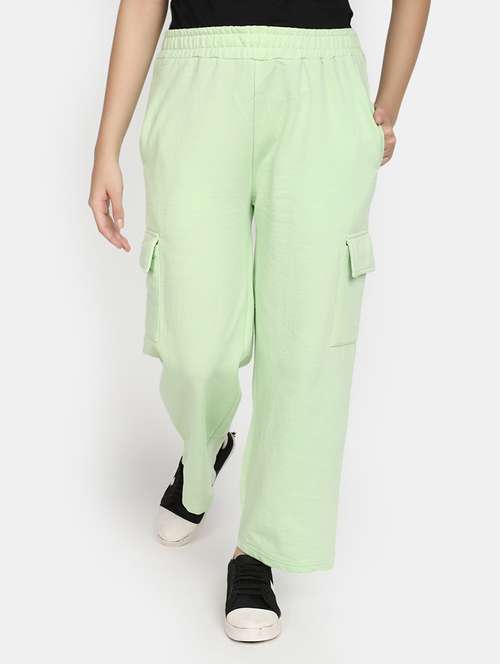 mid rise solid track pant - 20727763 -  Standard Image - 0