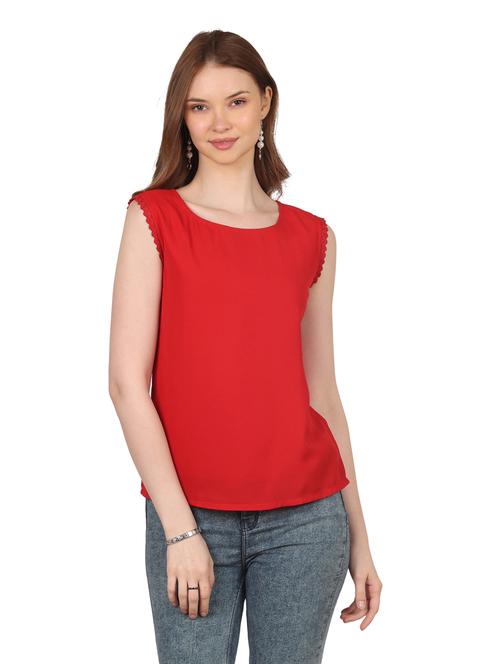 women solid round neck sleeveless top - 20727806 -  Standard Image - 0