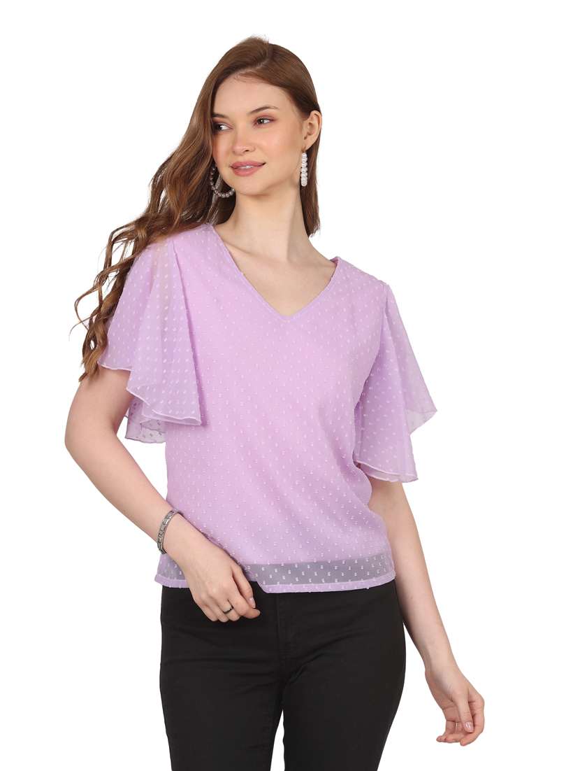 women self designed flared sleeves top