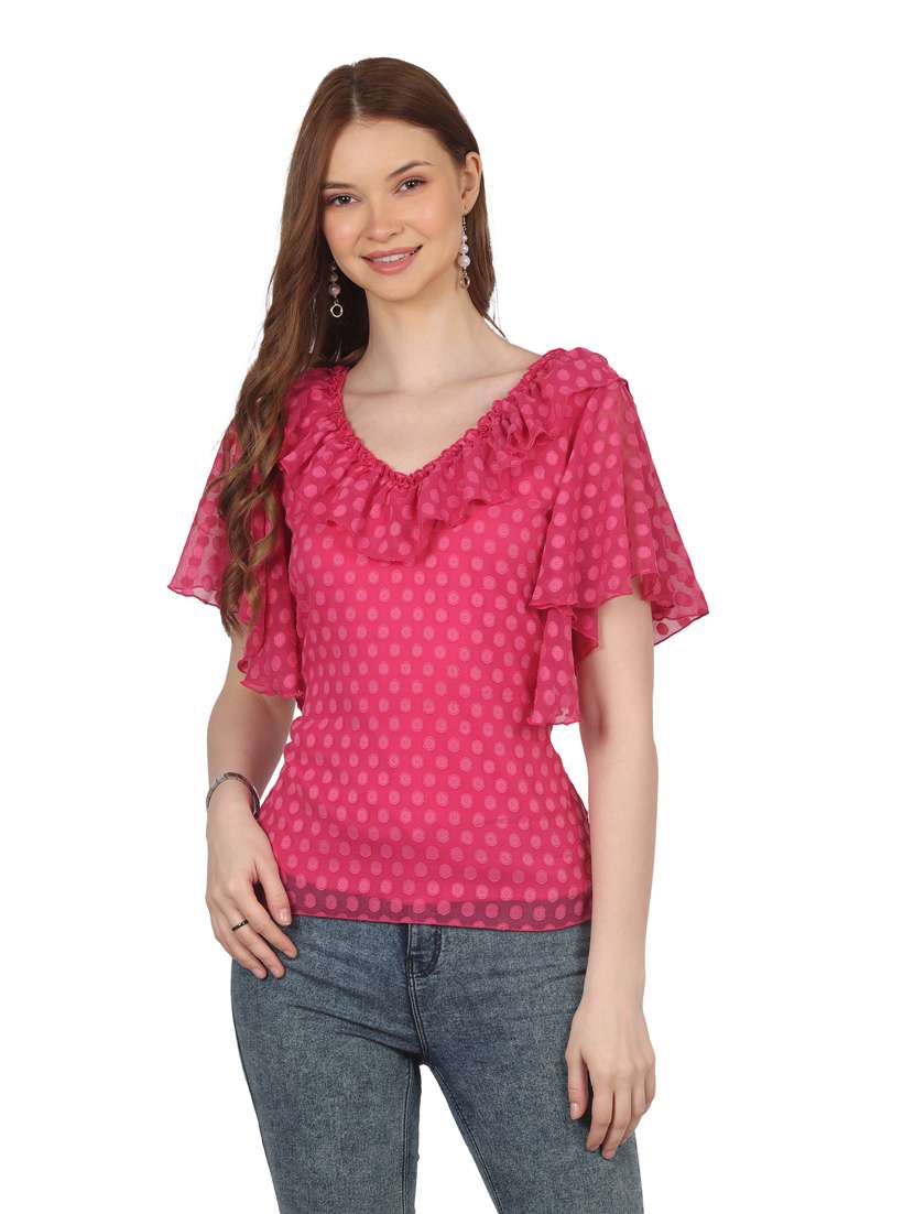 women self designed flared sleeves top