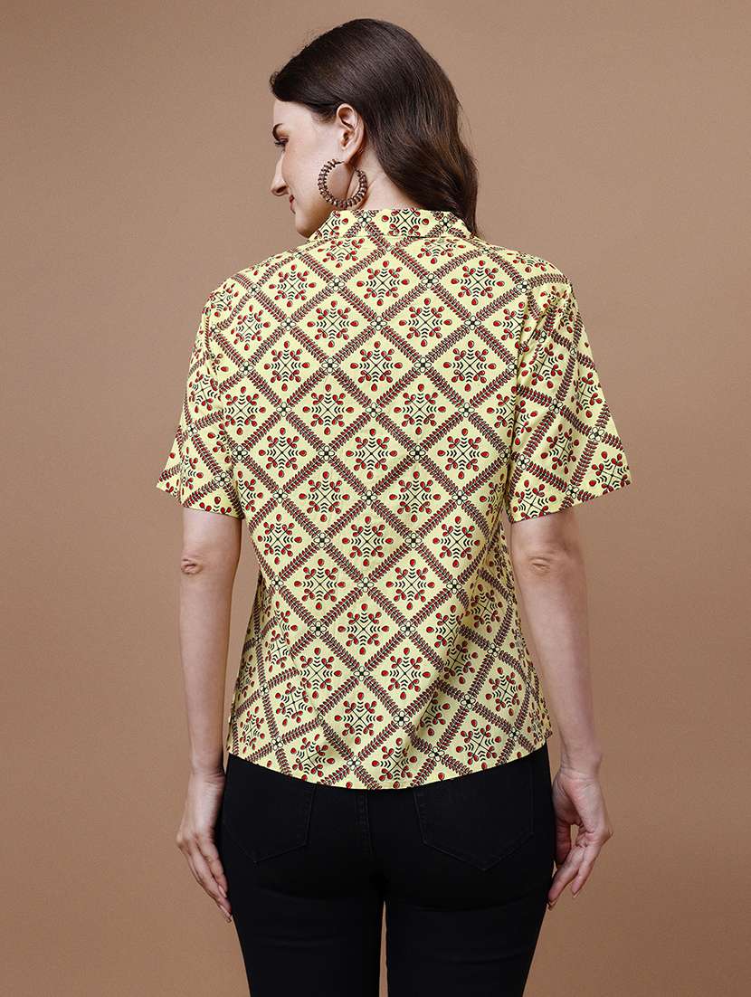 women printed lapel neck regular shirt - 20727841 -  Standard Image - 2