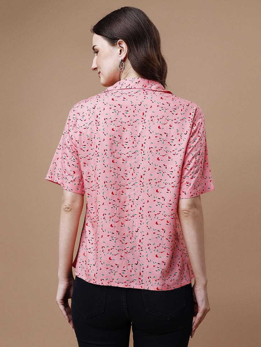 women printed lapel neck regular shirt - 20727845 -  Standard Image - 2
