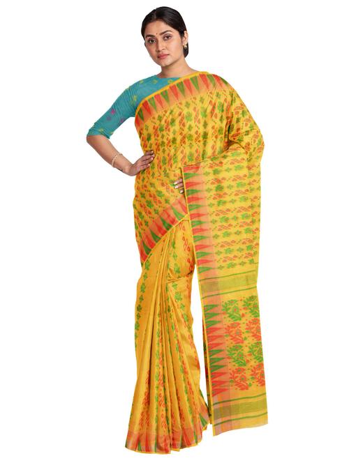 women yellow self design jamdani saree - 20727854 - Standard Image - 0