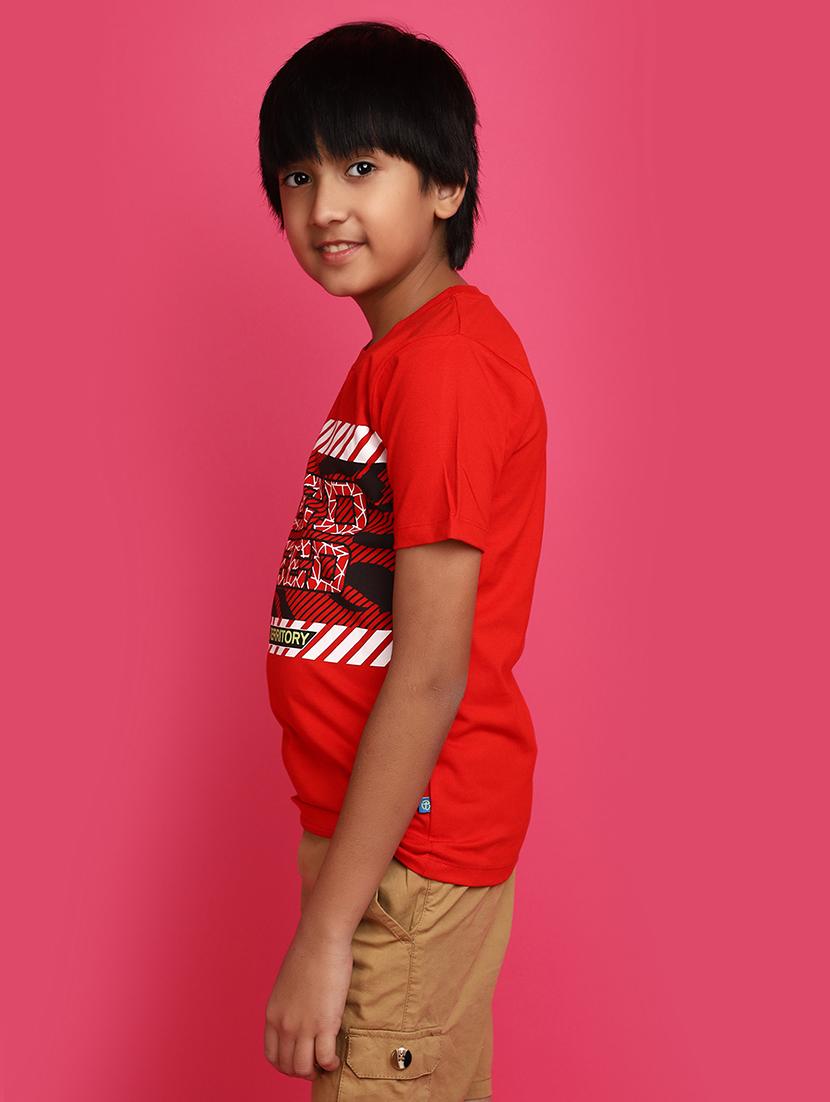 boys red typographic regular t-shirt - 20728068 - Standard Image - 2
