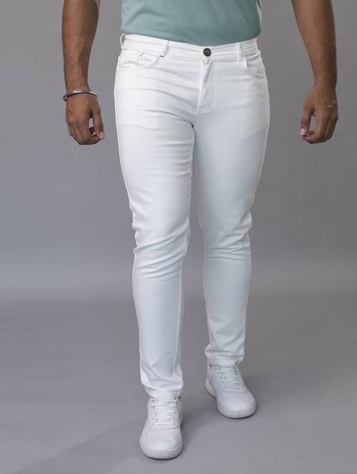solid white cotton chinos trouser - 20728118 -  Standard Image - 0