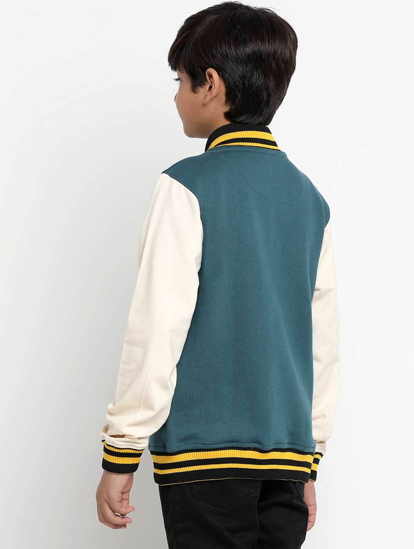 boy color block long sleeves varsity jacket - 20728450 -  Standard Image - 2