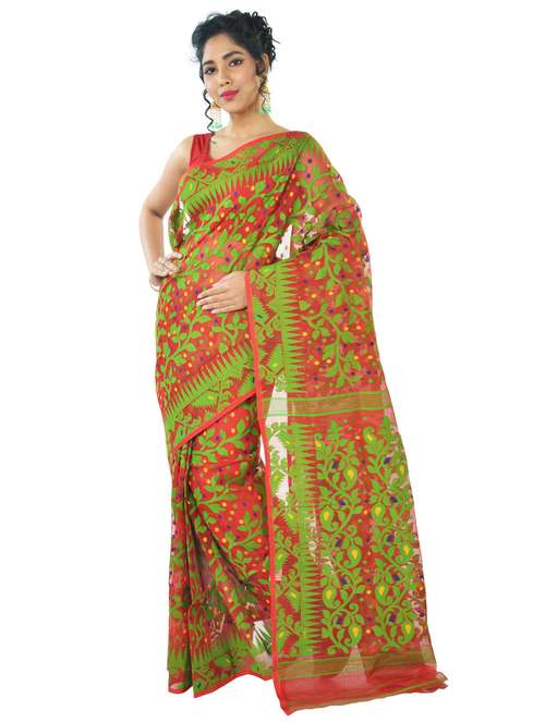 women red self design jamdani saree - 20728456 -  Standard Image - 0