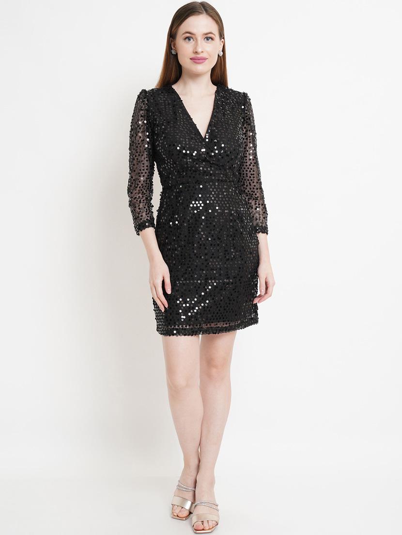 women black self-designed a-line dress