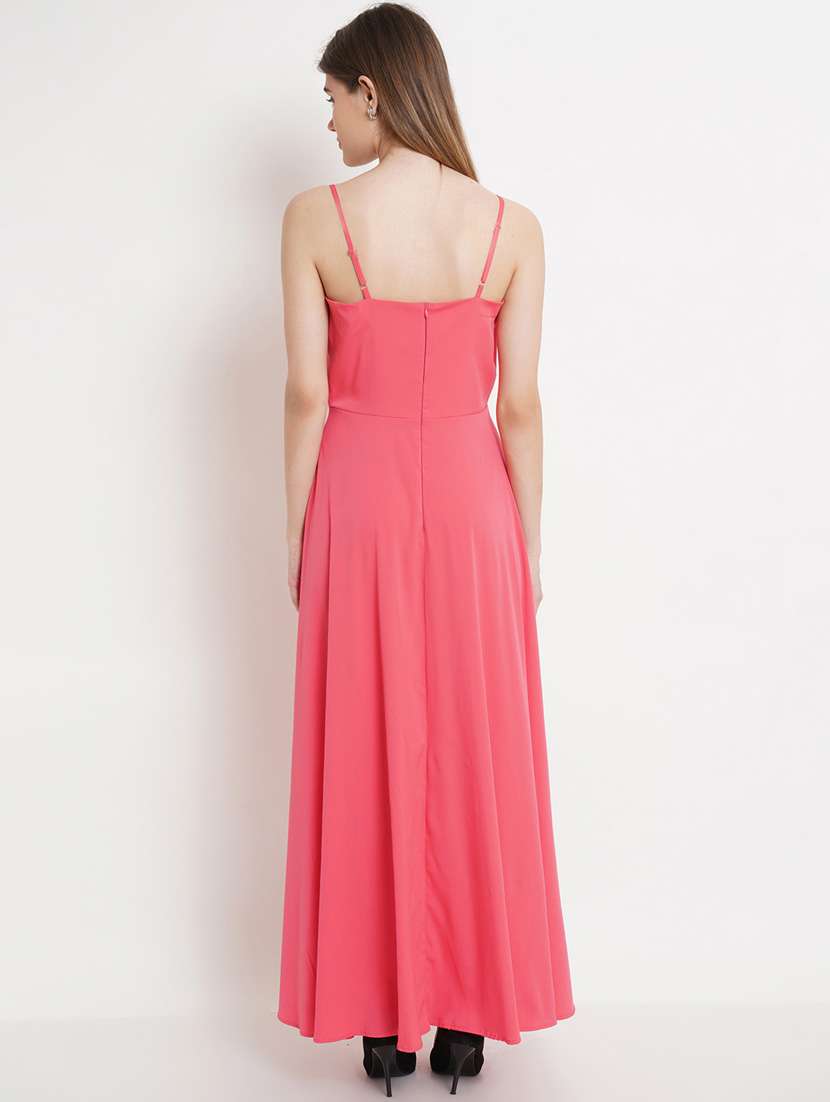 women solid sleeveless high slit dress - 20728563 -  Standard Image - 2