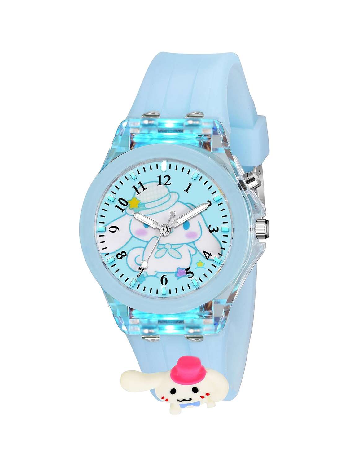girls cartoon analog silicone strap blue watch 