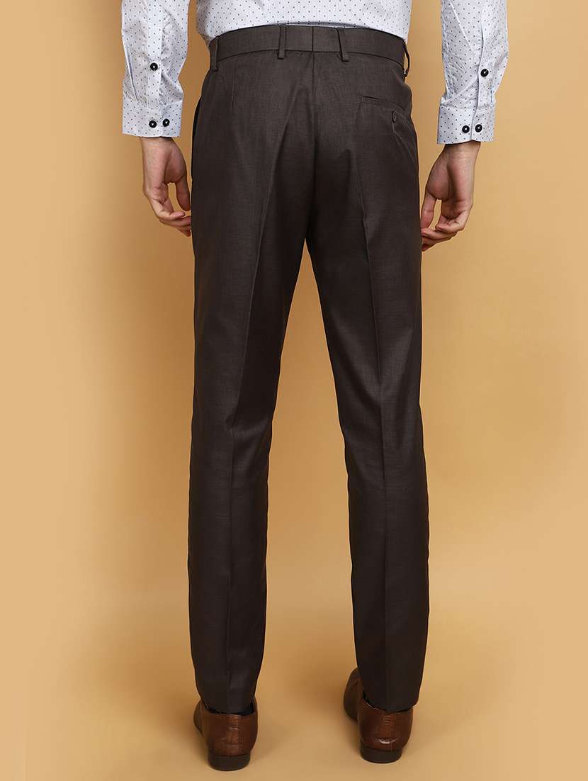 men mid rise solid cotton pleated formal trouser - 20729095 -  Standard Image - 2