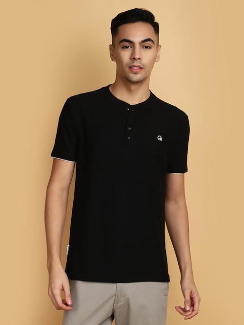 black solid cotton t-shirt - 20729252 -  Standard Image - 0