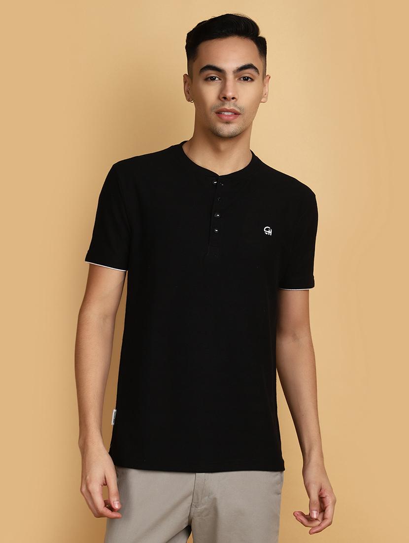 black solid cotton t-shirt - 20729252 -  Zoom Image - 0
