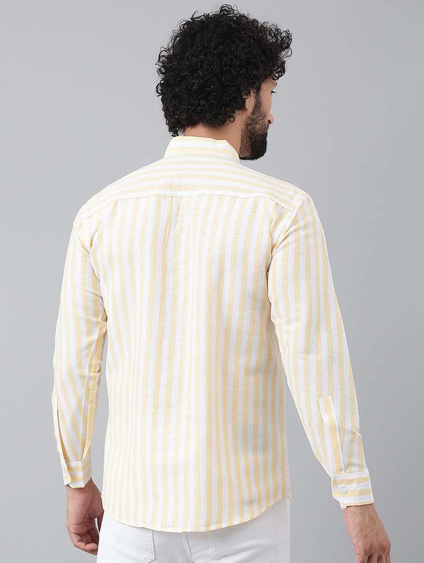 men yellow & white striped casual shirt - 20729718 - Standard Image - 2