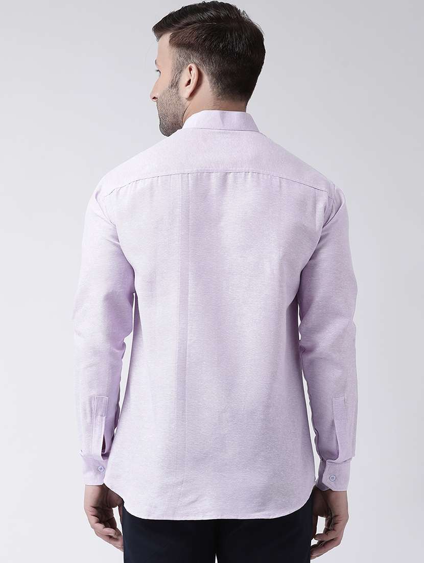 men lavender mandarin collar casual shirt - 20730400 -  Standard Image - 2