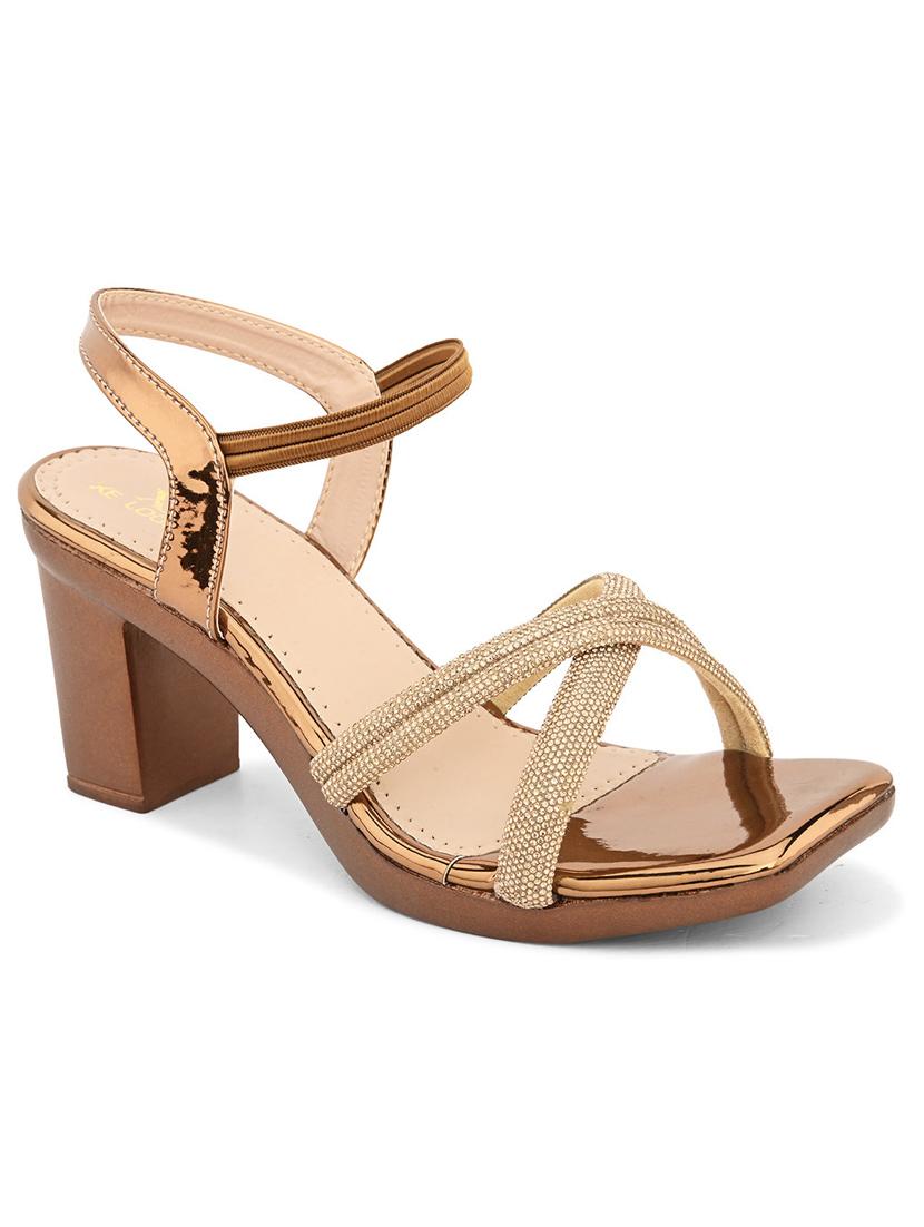 copper leatherette ankle strap sandals - 20730427 - Standard Image - 2