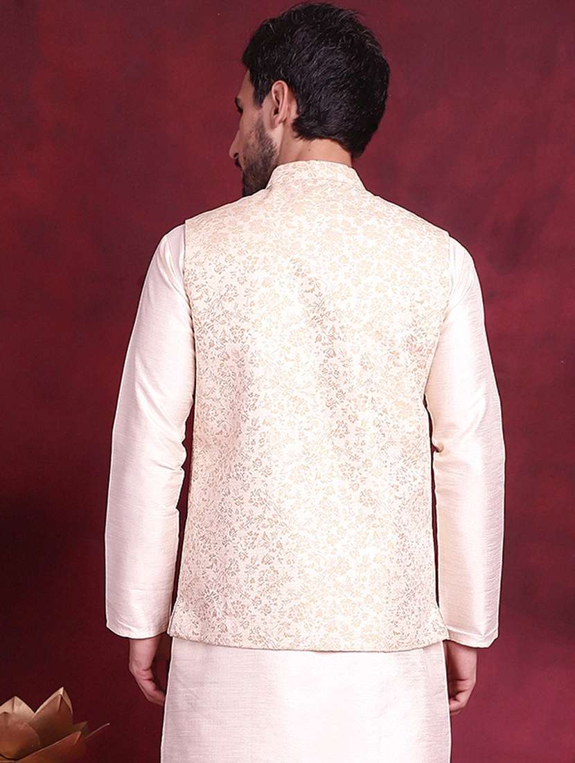 men self design silk blend nehru jacket - 20730534 -  Standard Image - 2