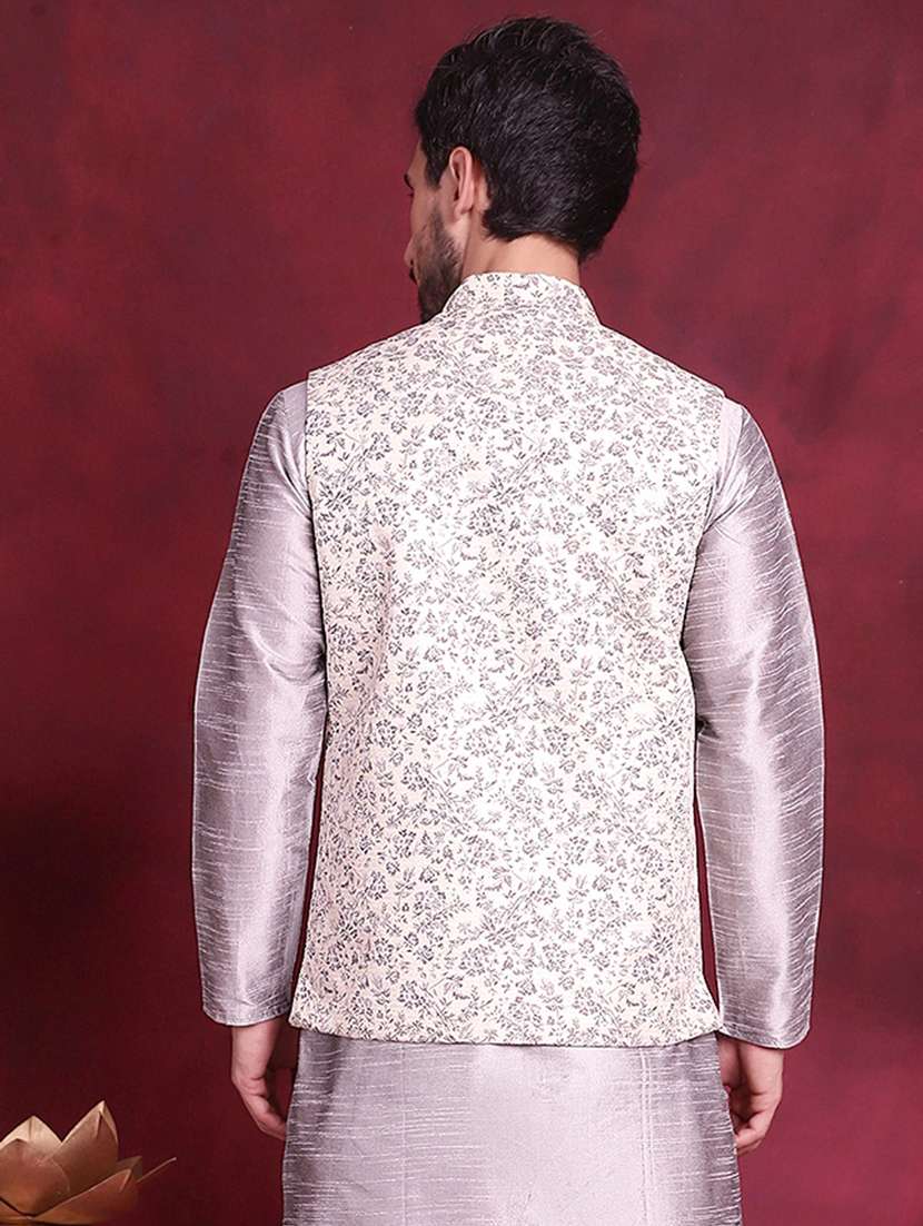 men self design silk blend nehru jacket - 20730535 -  Standard Image - 2