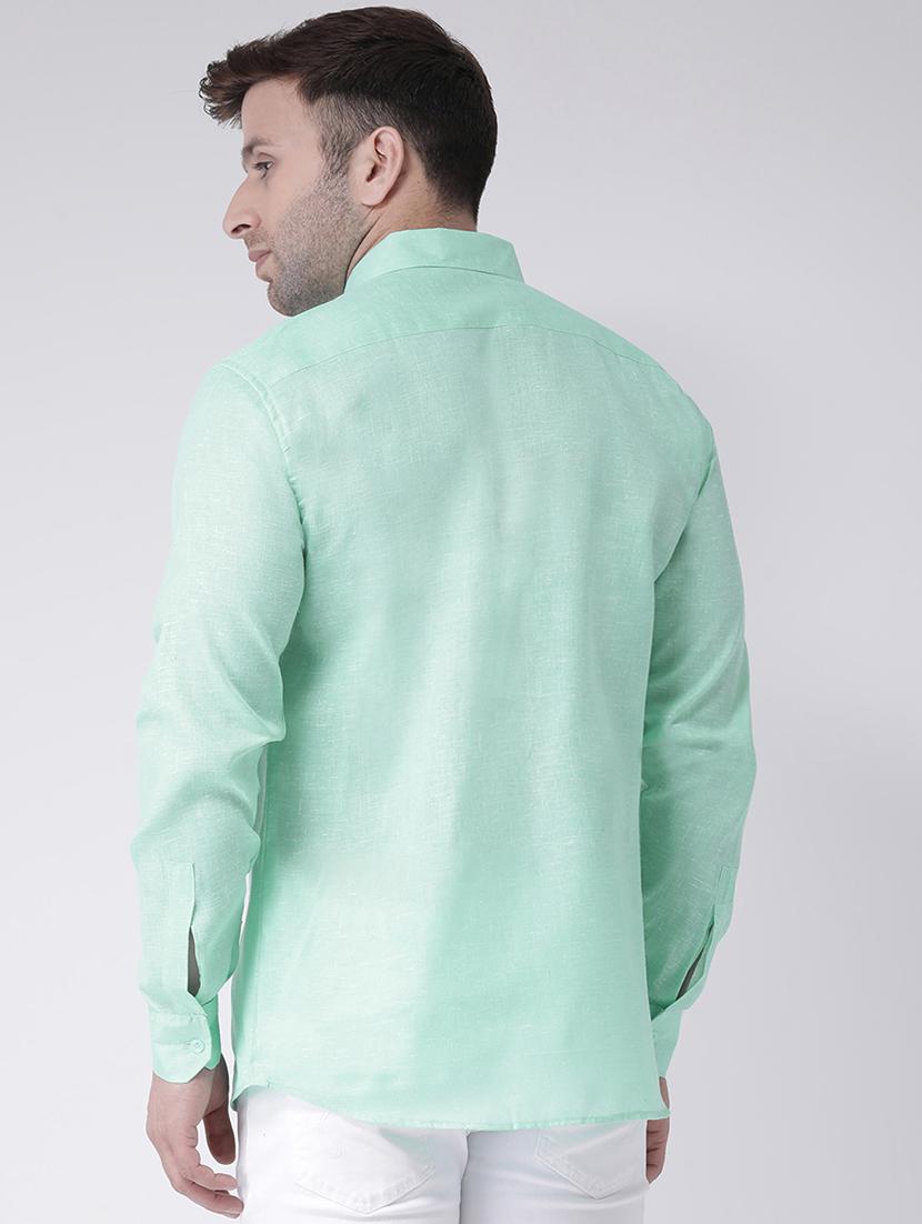 turquoise cotton blend casual shirt - 20733045 - Standard Image - 2