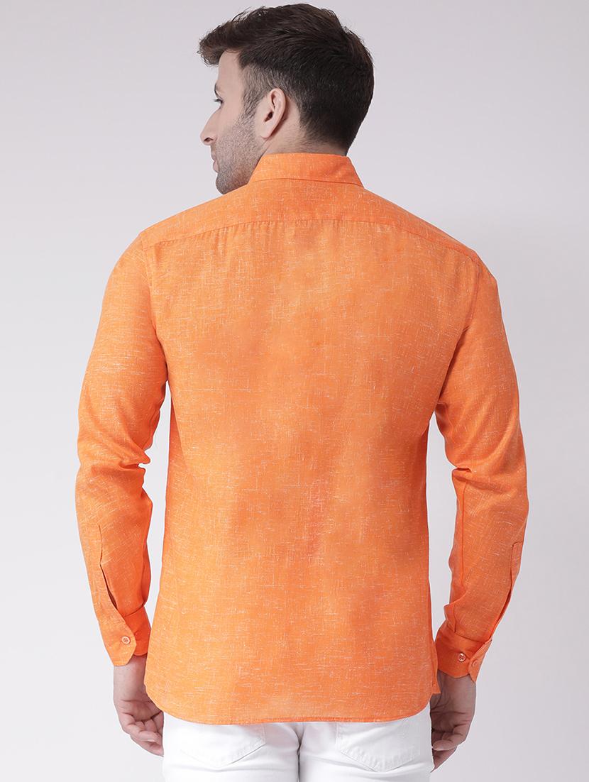 orange self design pocket detailed casual shirt - 20733052 - Standard Image - 2