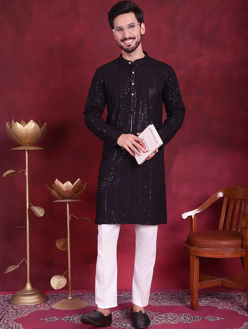 men mandarin neck kurta pyjama ethnic wear set - 20733076 -  Zoom Image - 0