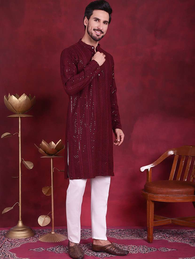men mandarin neck kurta pyjama ethnic wear set - 20733077 -  Standard Image - 2