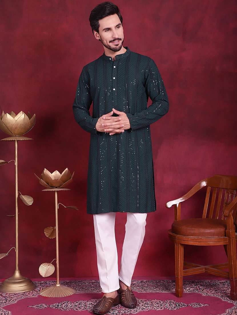 men mandarin neck kurta pyjama ethnic wear set - 20733078 -  Standard Image - 2