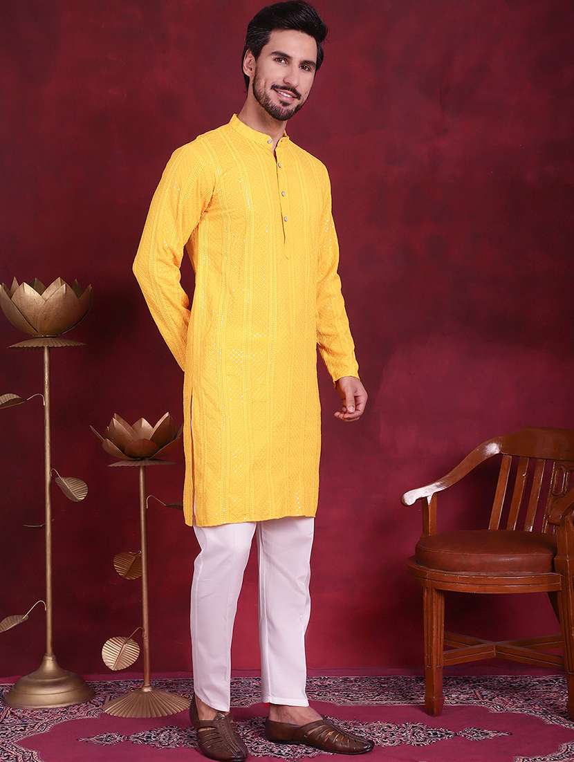 men mandarin neck kurta pyjama ethnic wear set - 20733081 -  Standard Image - 2