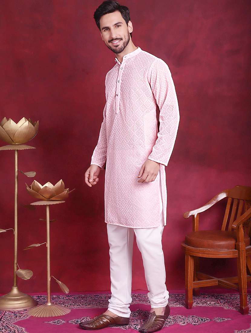 men mandarin neck kurta pyjama ethnic wear set - 20733086 -  Standard Image - 2