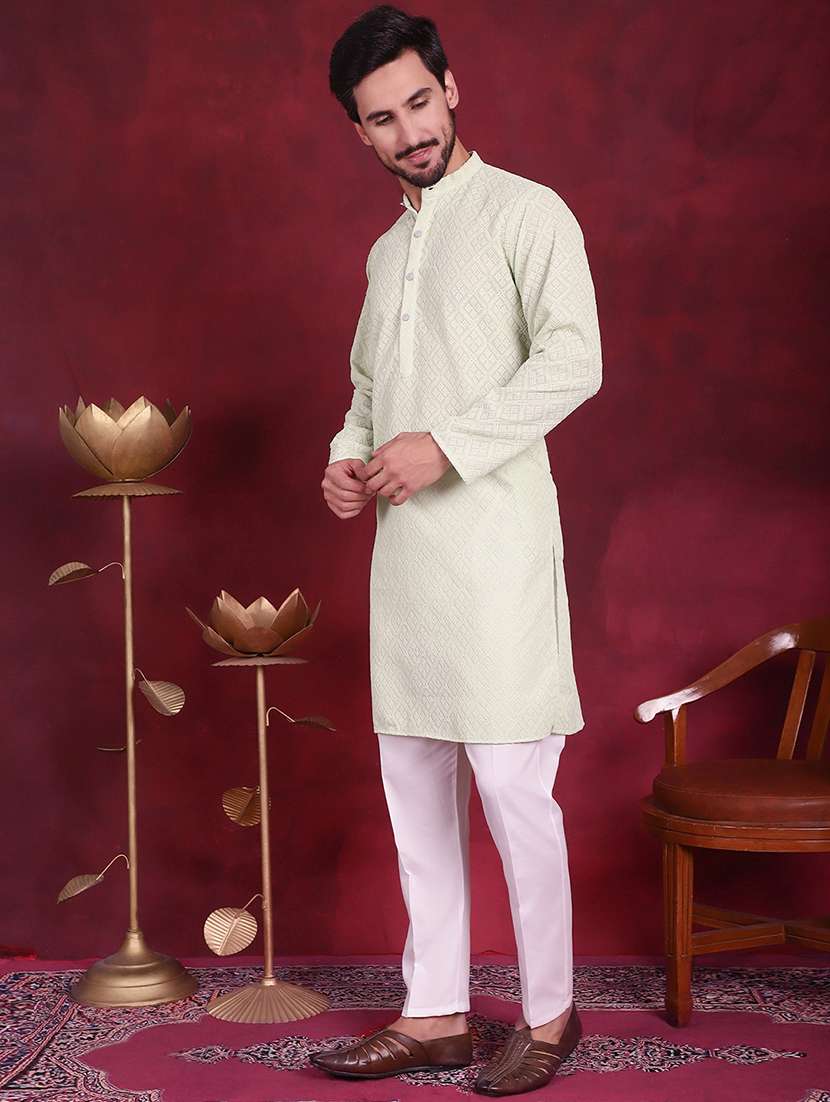 men mandarin neck kurta pyjama ethnic wear set - 20733087 -  Standard Image - 2