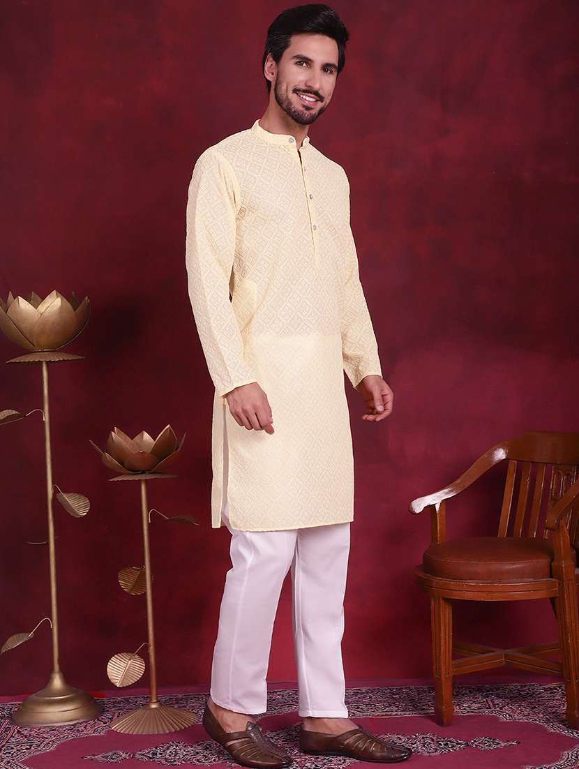 men mandarin neck kurta pyjama ethnic wear set - 20733089 -  Standard Image - 2