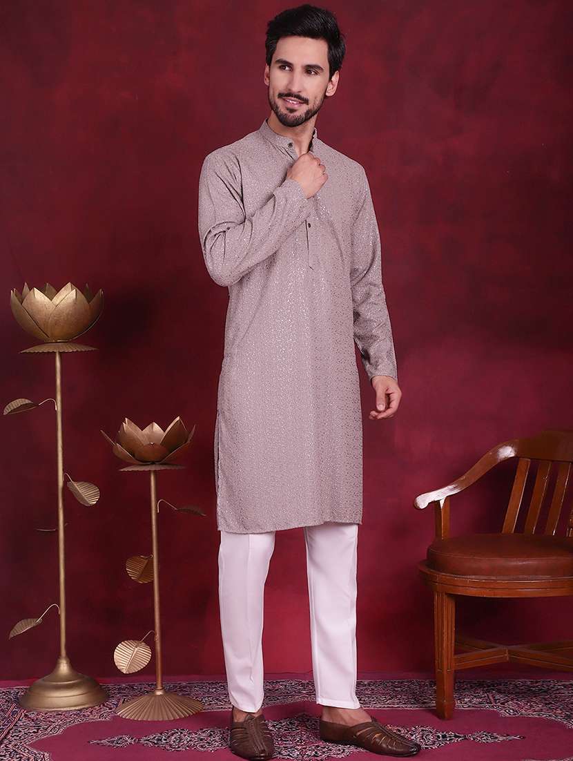 men mandarin neck kurta pyjama ethnic wear set - 20733090 -  Standard Image - 2