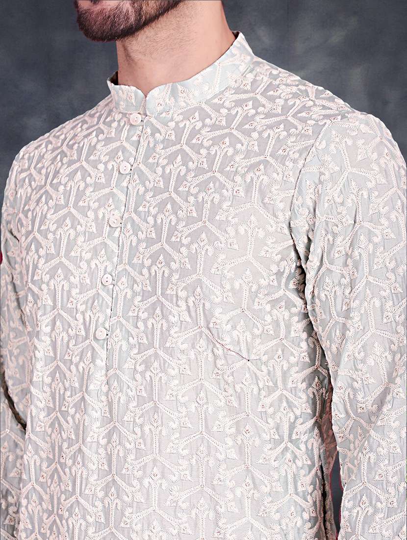 men mandarin neck kurta pyjama ethnic wear set - 20733105 -  Standard Image - 7