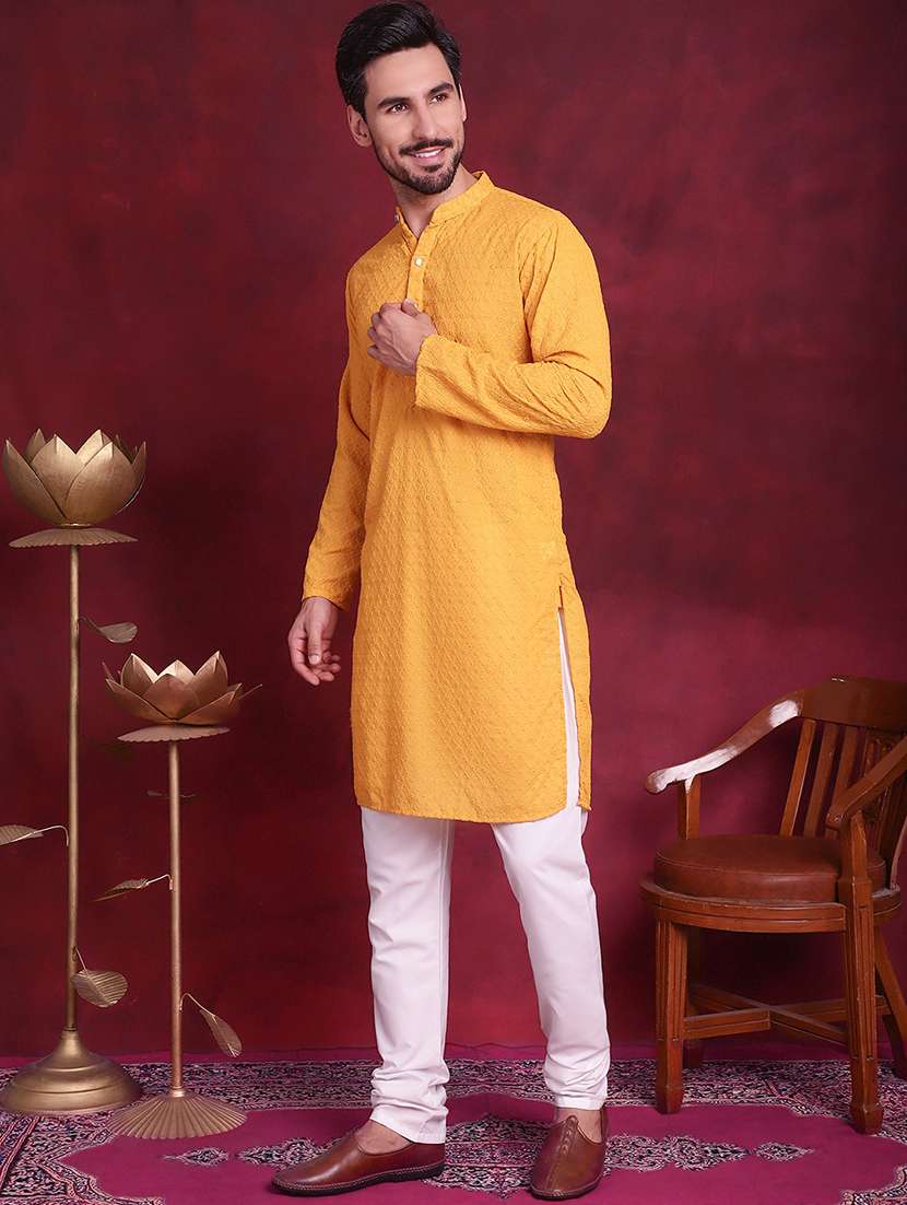 men mandarin neck kurta pyjama ethnic wear set - 20733116 -  Standard Image - 2