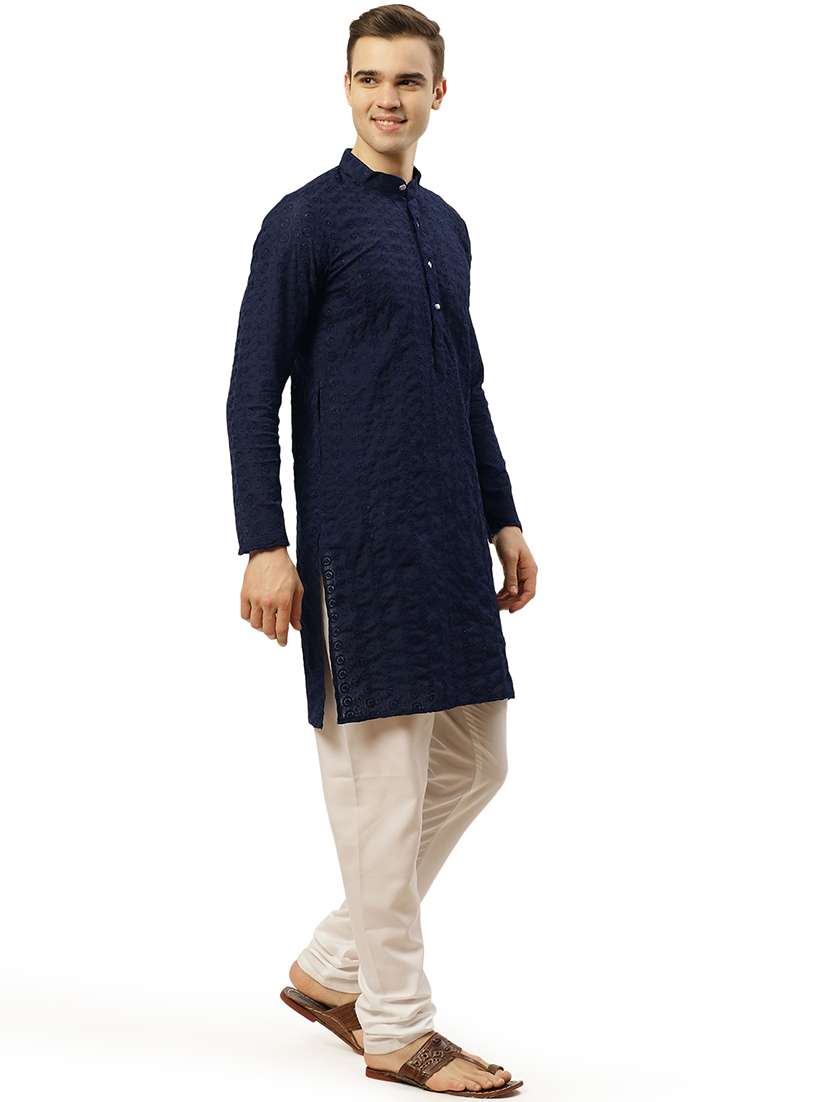 men mandarin neck kurta pyjama ethnic wear set - 20733117 -  Standard Image - 2