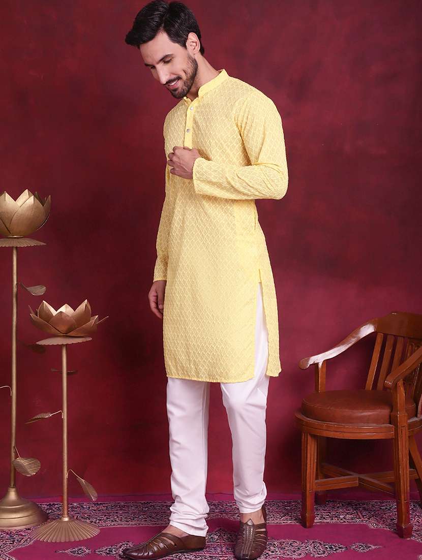 men mandarin neck kurta pyjama ethnic wear set - 20733122 -  Standard Image - 2