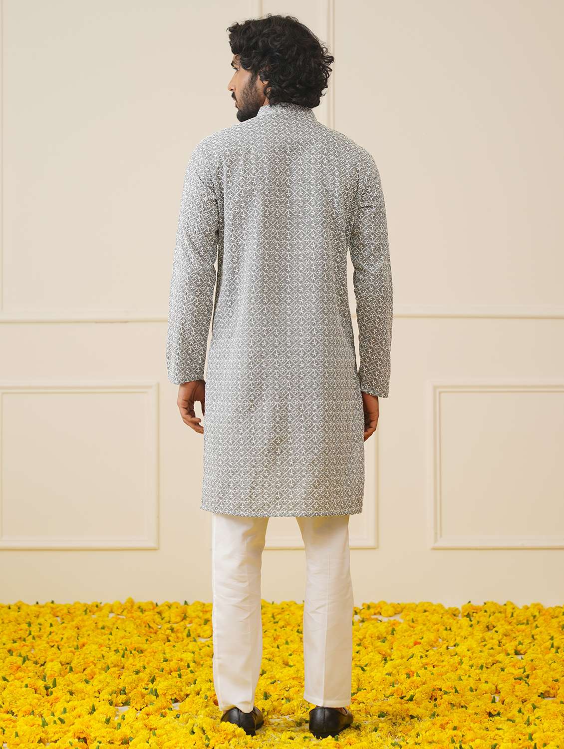 men mandarin neck kurta churidar ethnic wear set - 20733124 -  Standard Image - 2