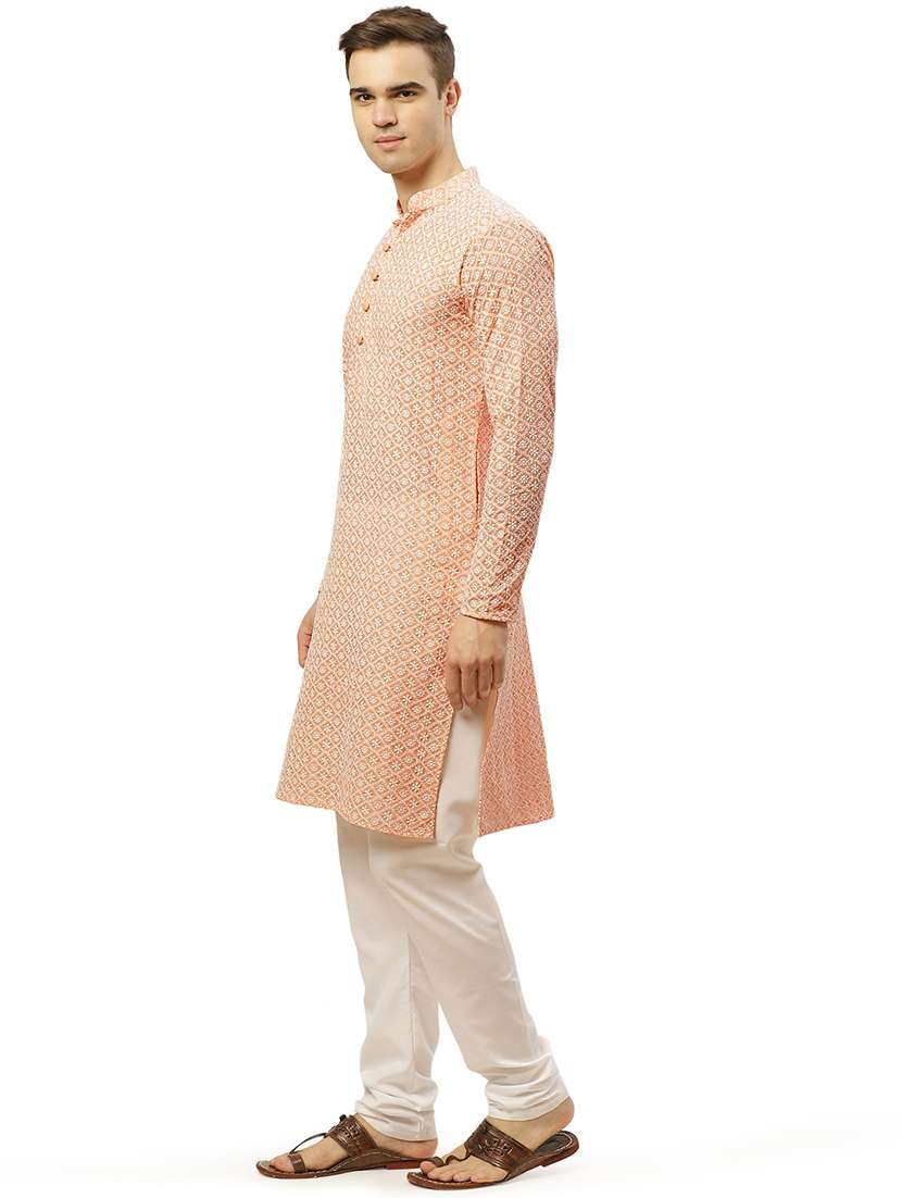 men mandarin neck kurta churidar ethnic wear set - 20733126 -  Standard Image - 2