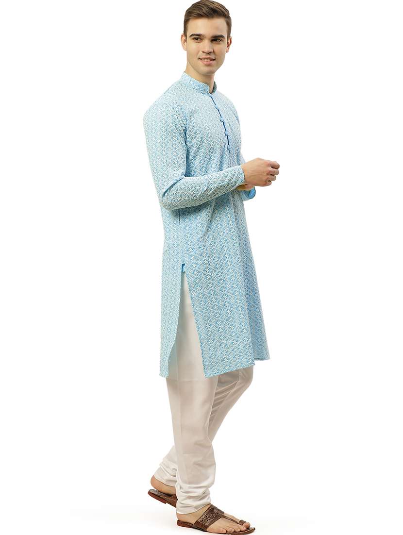 men mandarin neck kurta churidar ethnic wear set - 20733127 -  Standard Image - 2