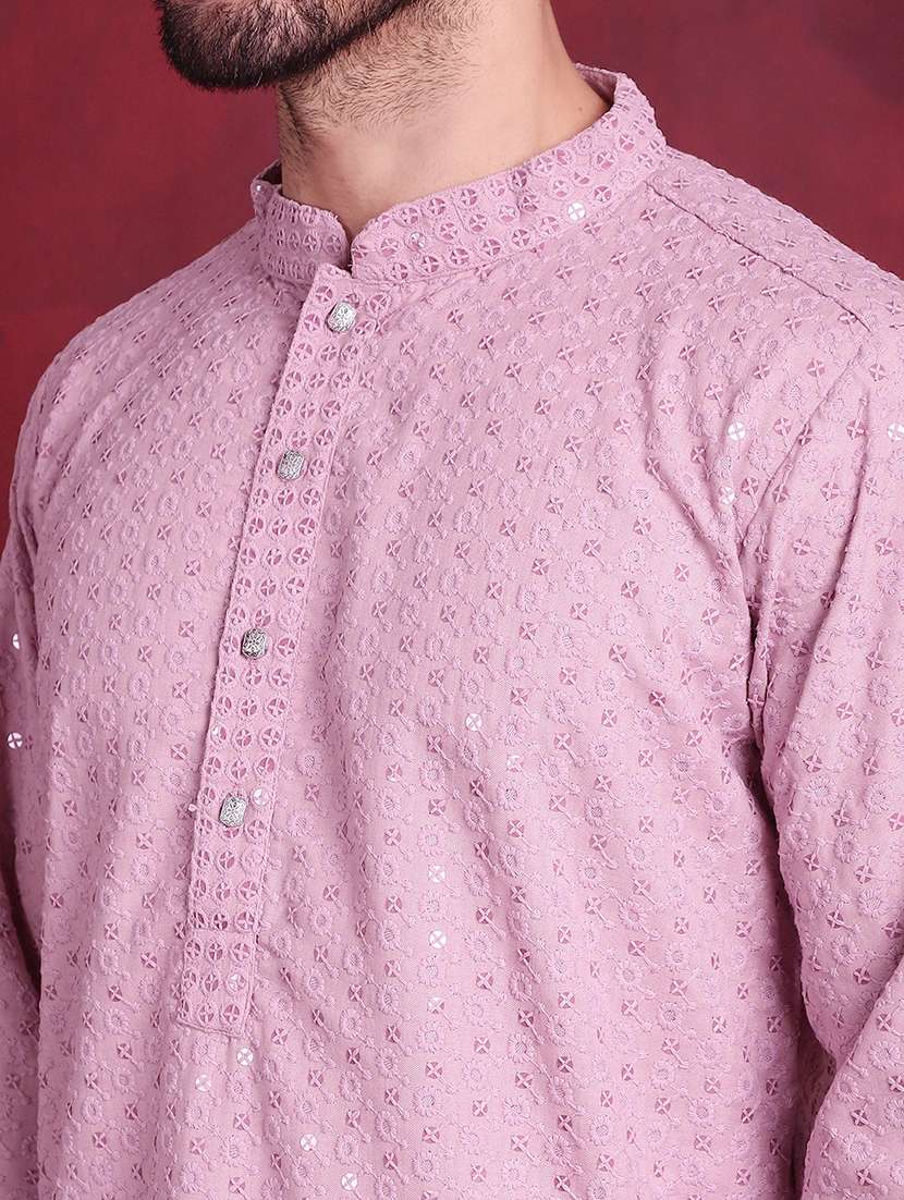 men mandarin neck kurta churidar ethnic wear set - 20733139 -  Standard Image - 7