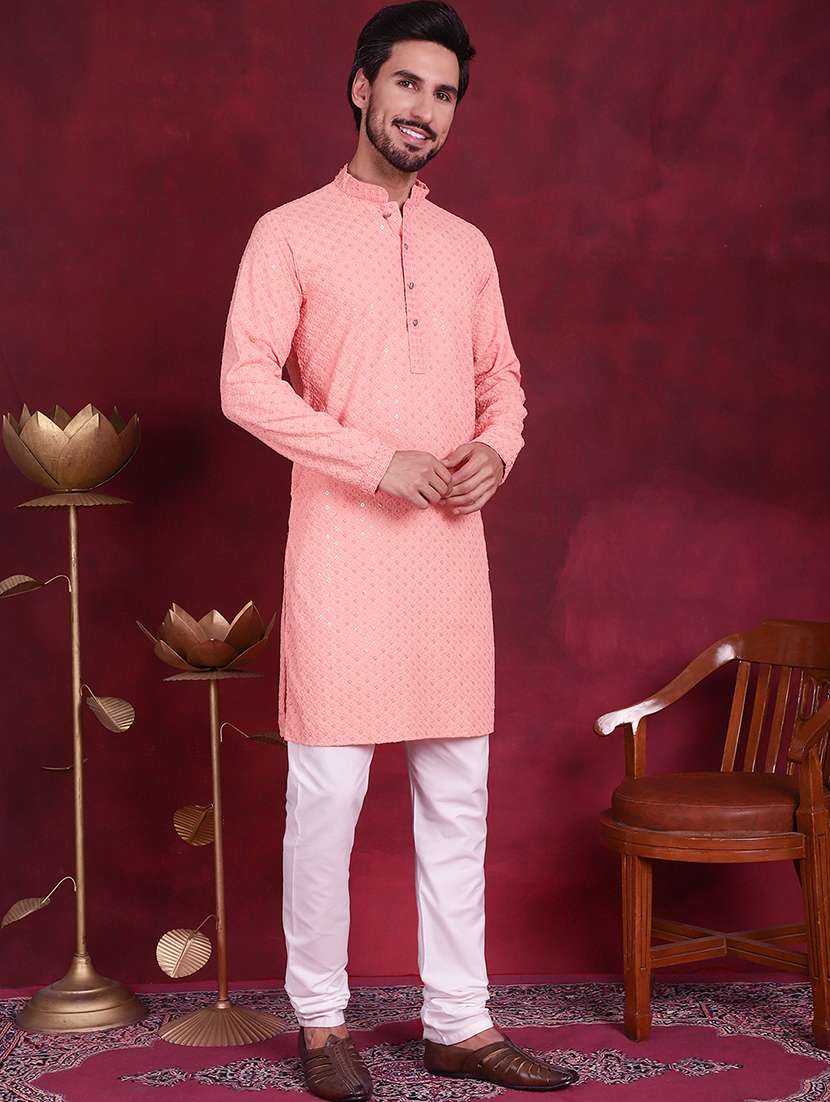 men mandarin neck kurta churidar ethnic wear set - 20733142 -  Standard Image - 2