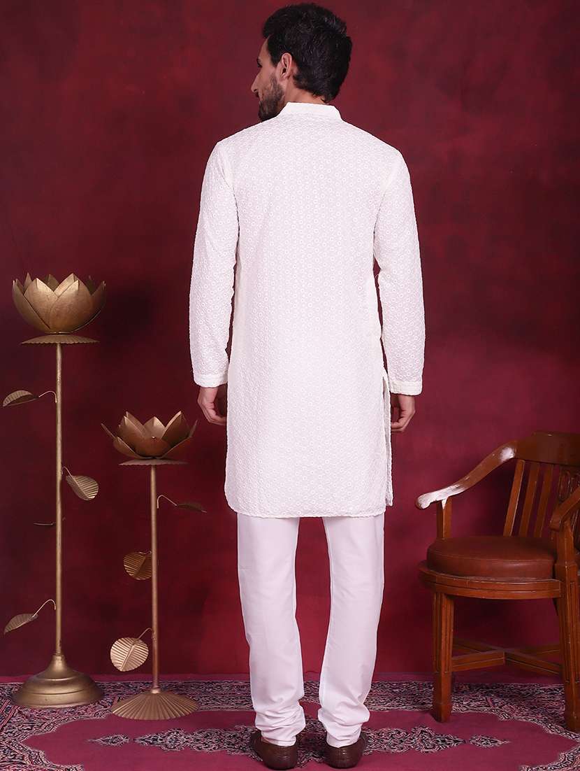 men mandarin neck kurta churidar ethnic wear set - 20733145 -  Standard Image - 2