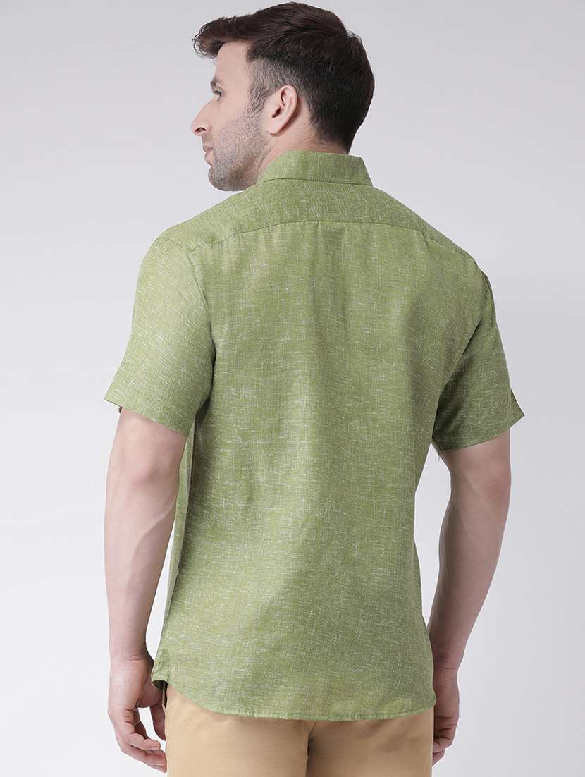 olive solid casual shirt - 20733214 - Standard Image - 2