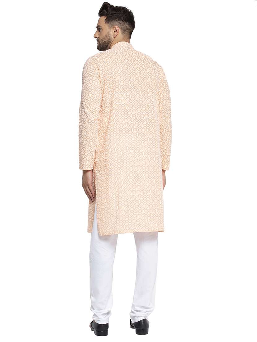 men embroidered mandarin neck long kurta - 20733232 - Standard Image - 2