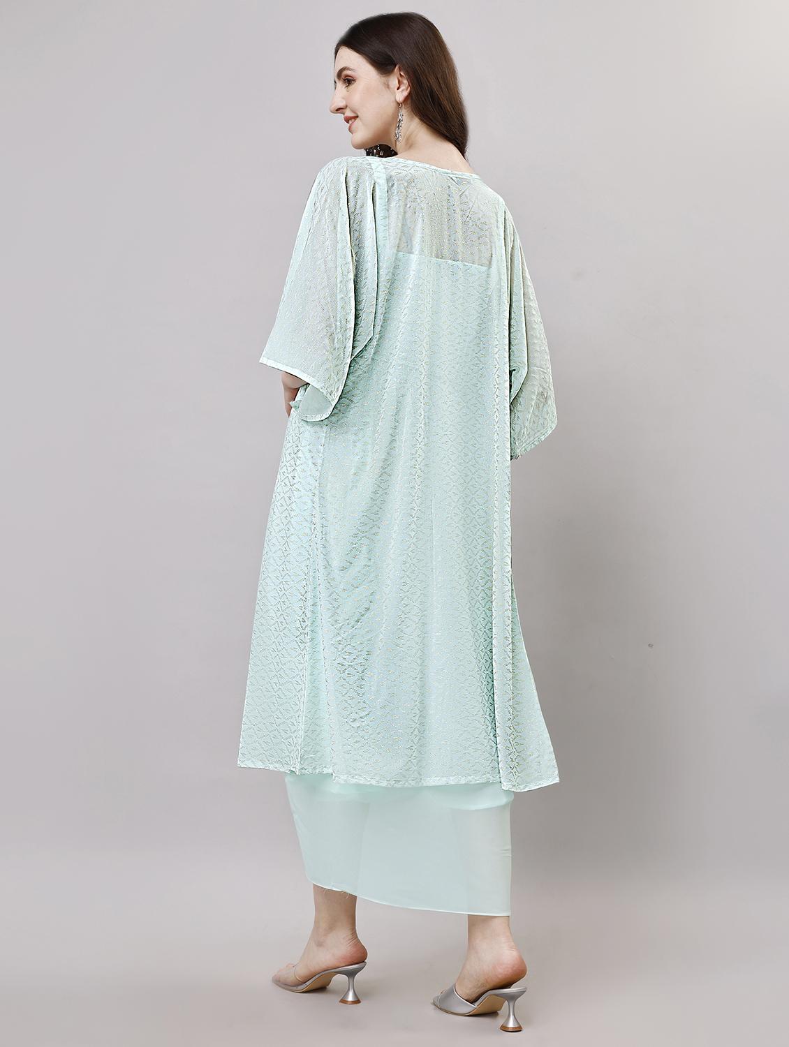 women light blue v neck fusion set - 20740548 - Standard Image - 2
