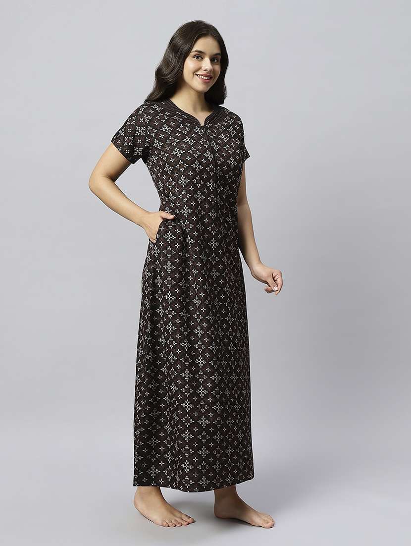 women printed short sleeve nighty - 20742764 -  Standard Image - 2