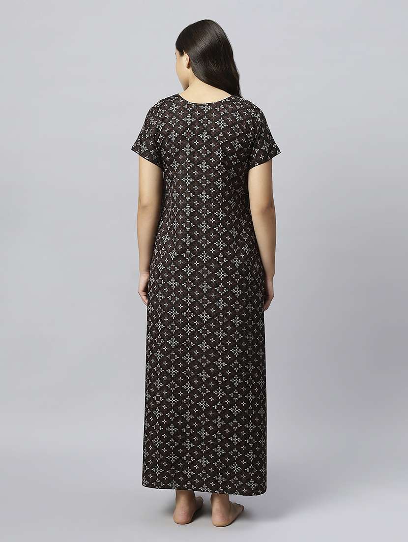women printed short sleeve nighty - 20742765 -  Standard Image - 2